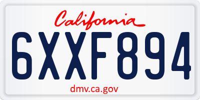 CA license plate 6XXF894