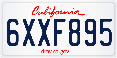 CA license plate 6XXF895