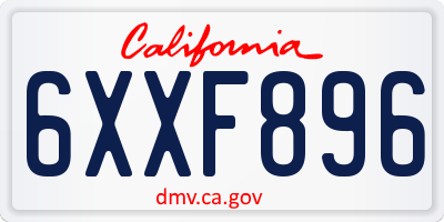 CA license plate 6XXF896
