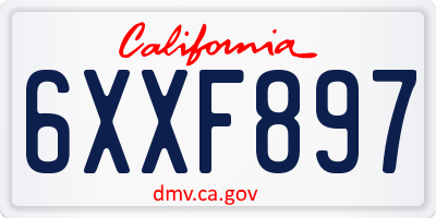 CA license plate 6XXF897