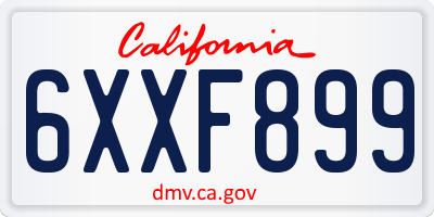 CA license plate 6XXF899
