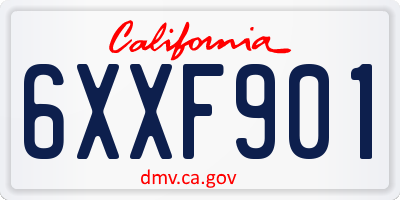 CA license plate 6XXF901