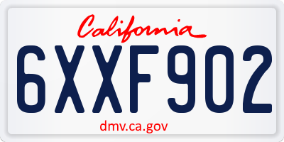 CA license plate 6XXF902