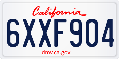 CA license plate 6XXF904