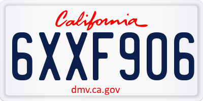 CA license plate 6XXF906