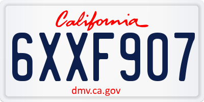 CA license plate 6XXF907