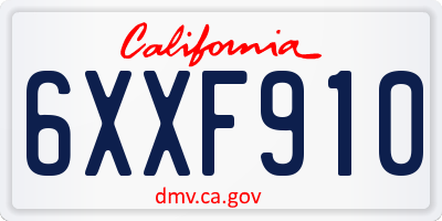 CA license plate 6XXF910