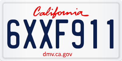 CA license plate 6XXF911