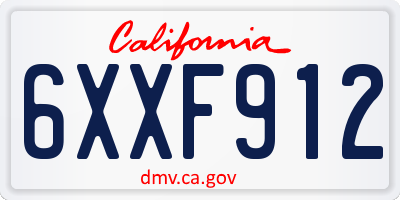 CA license plate 6XXF912