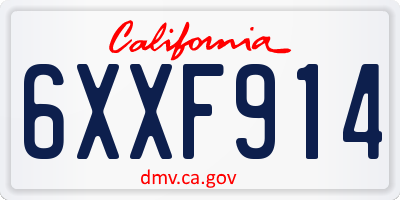 CA license plate 6XXF914