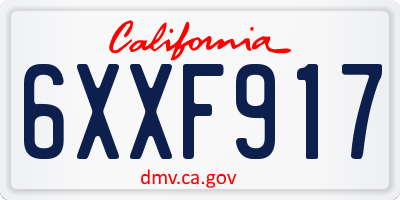 CA license plate 6XXF917