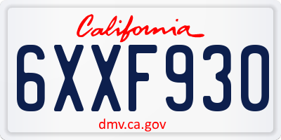 CA license plate 6XXF930