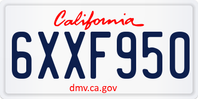 CA license plate 6XXF950