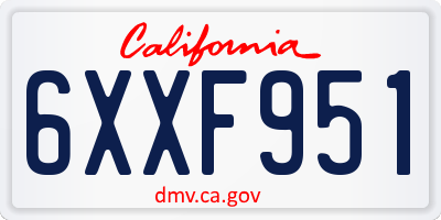 CA license plate 6XXF951