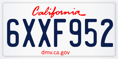CA license plate 6XXF952