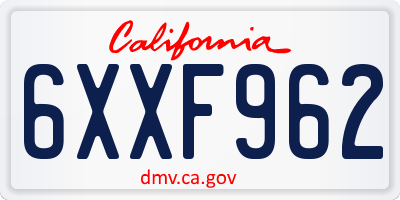 CA license plate 6XXF962