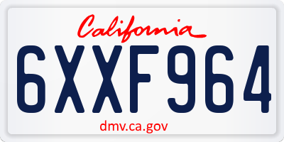 CA license plate 6XXF964