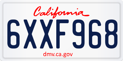 CA license plate 6XXF968