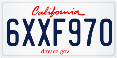 CA license plate 6XXF970