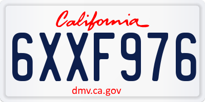 CA license plate 6XXF976
