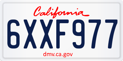 CA license plate 6XXF977