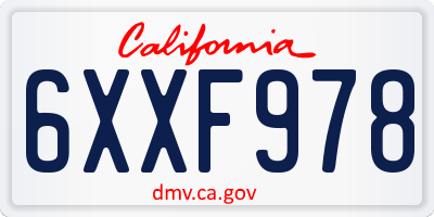 CA license plate 6XXF978