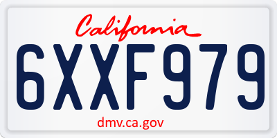 CA license plate 6XXF979