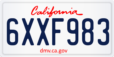 CA license plate 6XXF983