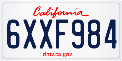 CA license plate 6XXF984