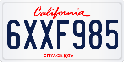 CA license plate 6XXF985