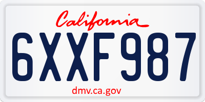 CA license plate 6XXF987