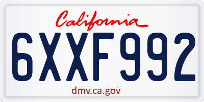 CA license plate 6XXF992