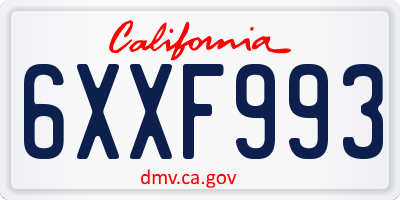 CA license plate 6XXF993
