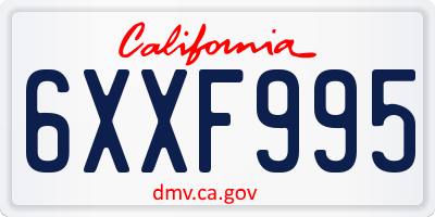 CA license plate 6XXF995