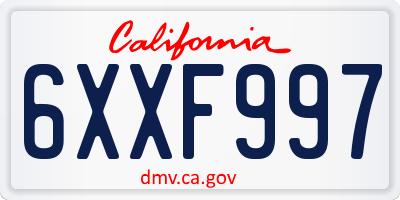 CA license plate 6XXF997