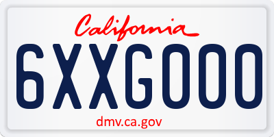 CA license plate 6XXG000