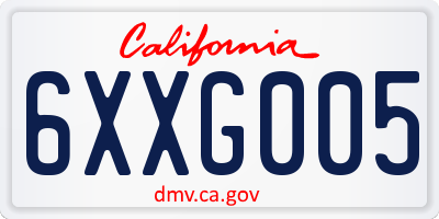 CA license plate 6XXG005