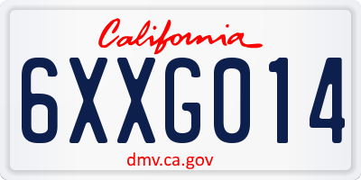 CA license plate 6XXG014