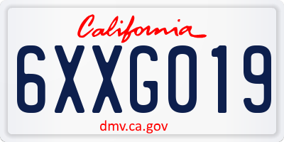 CA license plate 6XXG019
