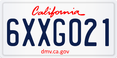 CA license plate 6XXG021