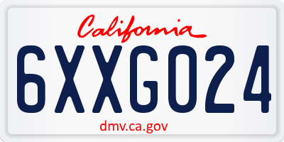CA license plate 6XXG024
