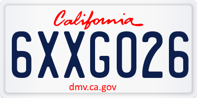 CA license plate 6XXG026