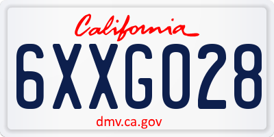 CA license plate 6XXG028