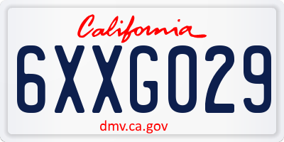 CA license plate 6XXG029