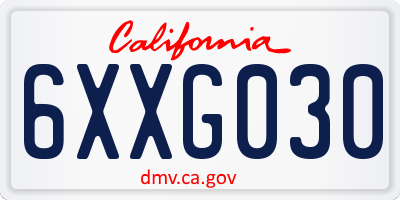 CA license plate 6XXG030
