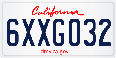 CA license plate 6XXG032
