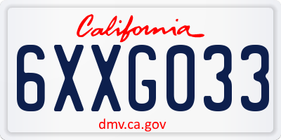 CA license plate 6XXG033
