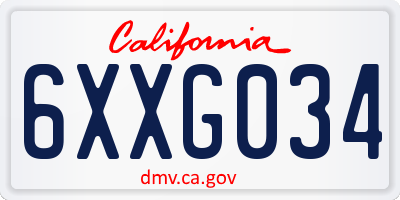 CA license plate 6XXG034