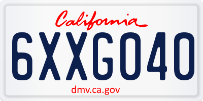 CA license plate 6XXG040