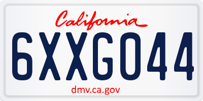 CA license plate 6XXG044